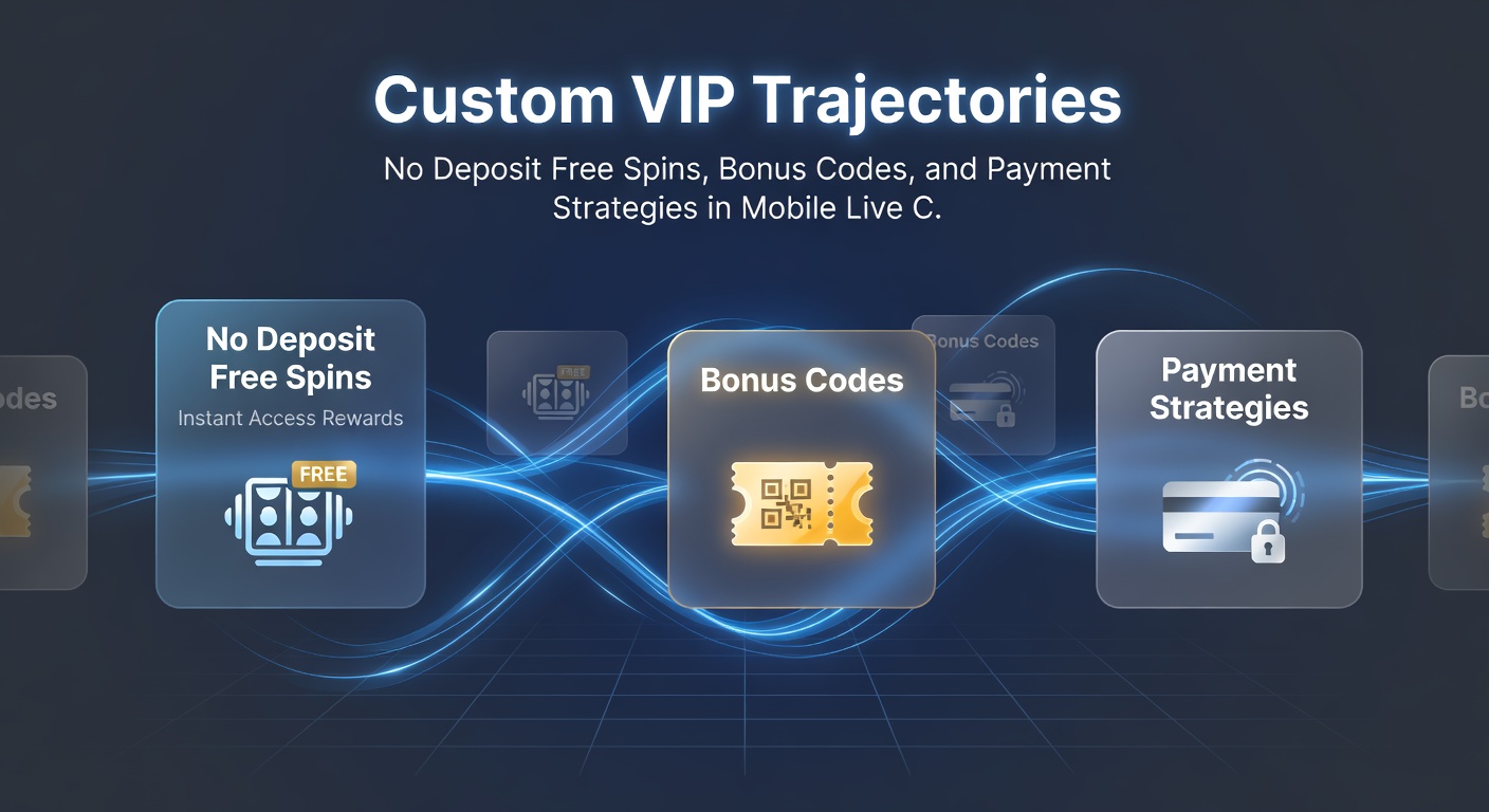 Grafik eines VIP-Fortschrittsbalkens auf einem Mobilbildschirm mit No-Deposit-Free-Spins, Bonus-Codes und Zahlungsoptionen wie E-Wallets