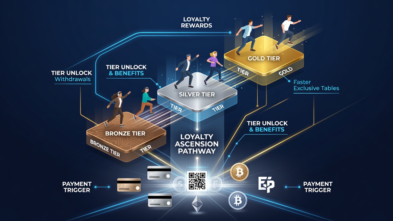 Darstellung von Loyalty-Tier-Progression mit Zahlungsflüssen und mobilen Live-Dealer-Sitzungen